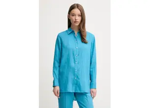 Πουκάμισο από λινό United Colors of Benetton χρώμα: πράσινο