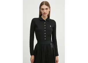 Πουκάμισο Polo Ralph Lauren χρώμα: μαύρο, 211941176