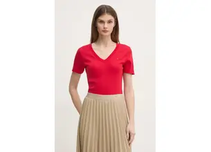 Βαμβακερό μπλουζάκι Tommy Hilfiger γυναικείο, χρώμα: κόκκινο, WW0WW40584