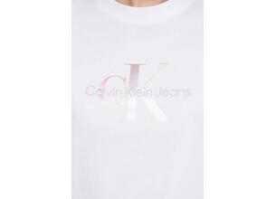Βαμβακερό μπλουζάκι Calvin Klein Jeans γυναικεία, χρώμα: άσπρο