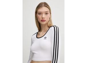 Μακρυμάνικο adidas Originals 3S LS CROP χρώμα: άσπρο, JD4625