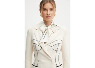 Σακάκι Elisabetta Franchi χρώμα: μπεζ, GI12951E2