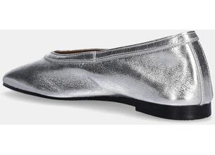 Δερμάτινες μπαλαρίνες Tommy Hilfiger SOFT METAL LTHR BALLERINA NO BOW χρώμα: ασημί, FW0FW08601