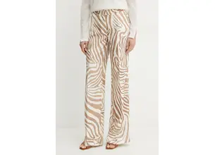 Παντελόνι με λινό μείγμα Marciano Guess GISELLE χρώμα: μπεζ, 5GGB01 7314A