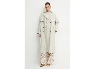 Παντελόνι με λινό μείγμα Marciano Guess GISELLE χρώμα: μπεζ, 5GGB01 7314A