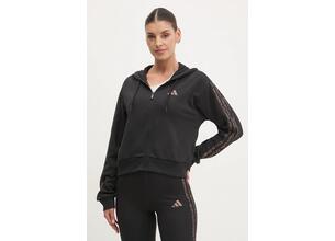 Μπλούζα adidas Essentials Animal χρώμα: μαύρο, με κουκούλα, JM5893