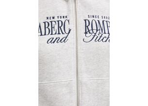 Μπλούζα Abercrombie & Fitch χρώμα: γκρι, με κουκούλα, KI185-5011