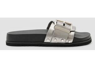Παντόφλες AllSaints Ellie Stud Slider χρώμα: ασημί, W039FC