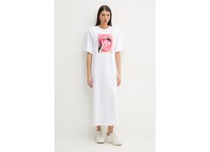 Βαμβακερό φόρεμα Fiorucci Lollipop Mouth Print Maxi T-Dress χρώμα: άσπρο, W02SPDTS108CJ01WH03