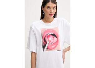 Βαμβακερό φόρεμα Fiorucci Lollipop Mouth Print Maxi T-Dress χρώμα: άσπρο, W02SPDTS108CJ01WH03