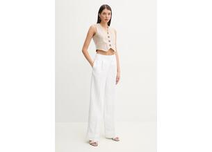 Παντελόνι με λινό μείγμα Blugirl Blumarine χρώμα: άσπρο, RA5161.T8823
