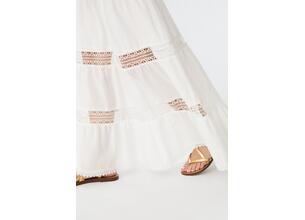 Stradivarius Μακριά Φούστα Με Πάνελ Και Δαντέλα Λευκό Xs