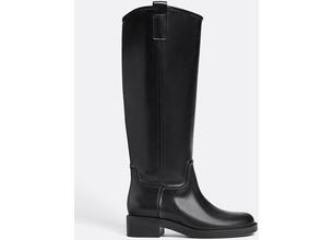 Stradivarius Ιππικές Επίπεδες Μπότες Μαύρο 40