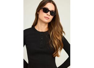 Rib πλεκτό με henley λαιμόκοψη